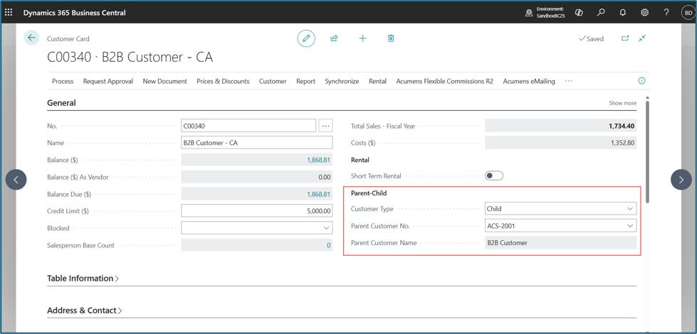 Parent–Child Customer Enhancements