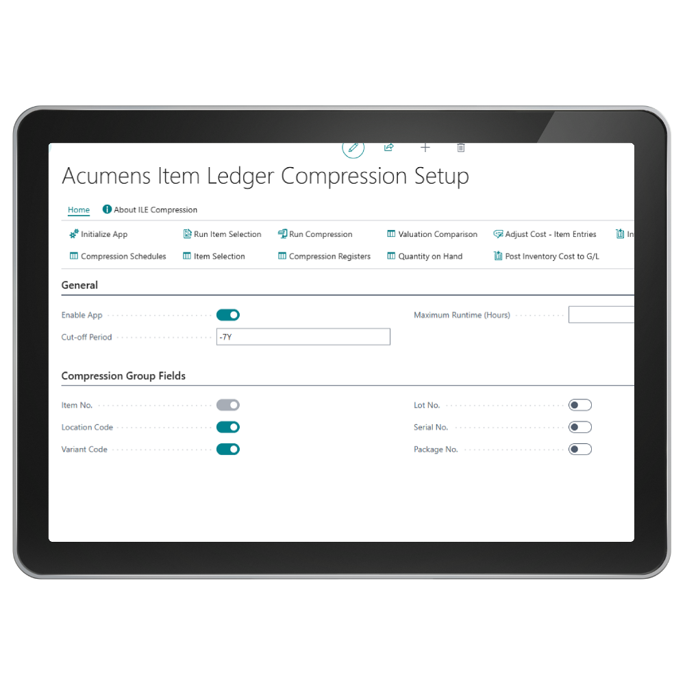 Acumens Item Ledger Compression (NW)