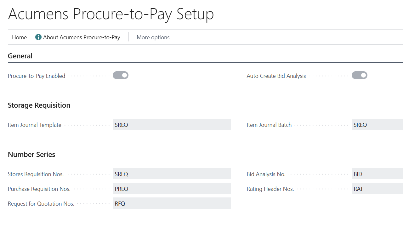 Acumens Procure-to-Pay Setup