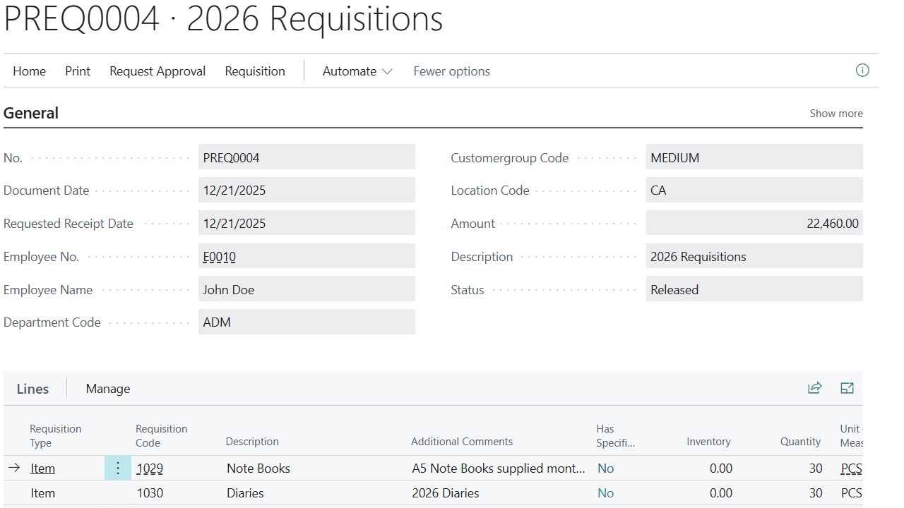 Acumens Procure-to-Pay Setup - Requisitions