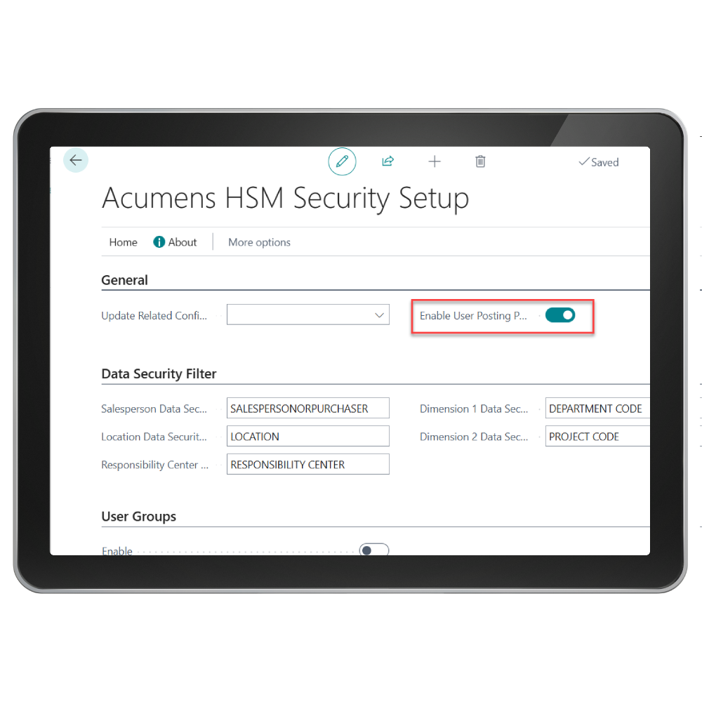 Acumens Security Management for EQM
