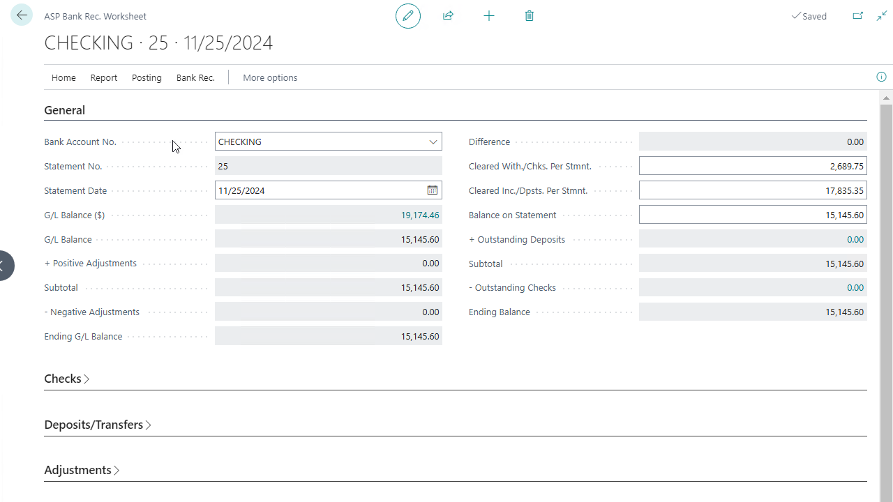 ASP Bank Rec. Worksheet