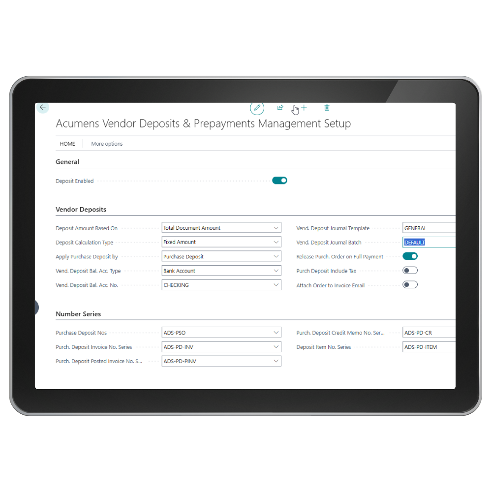 Acumens Vendor Deposits & Prepayments Management